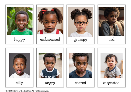 24 Emotion Flashcards for Toddlers | Printable Montessori Materials | Feelings Kids Learning Cards | Emotional Intelligence (Digital)